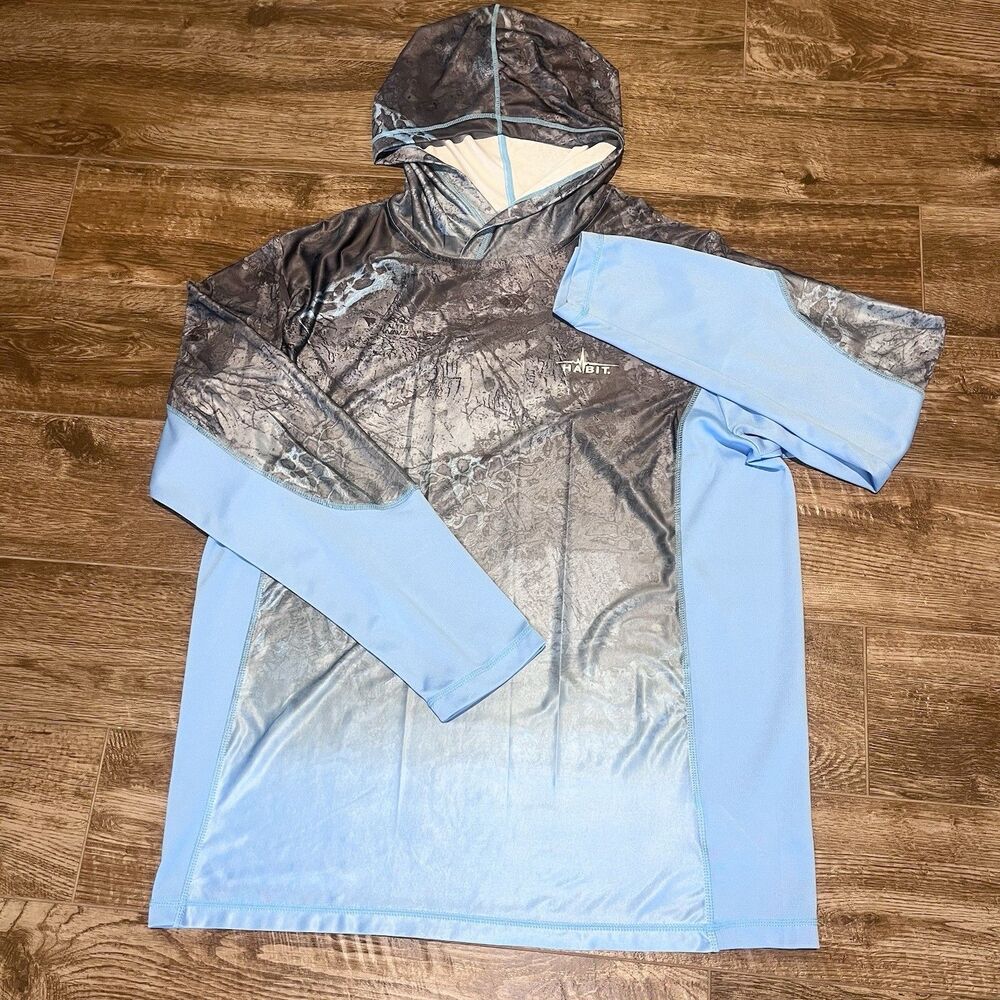 Habit Fishing Hoodie Shirt Mens Size L Solar Factor 40+ Realtree Aspect Gorpcore